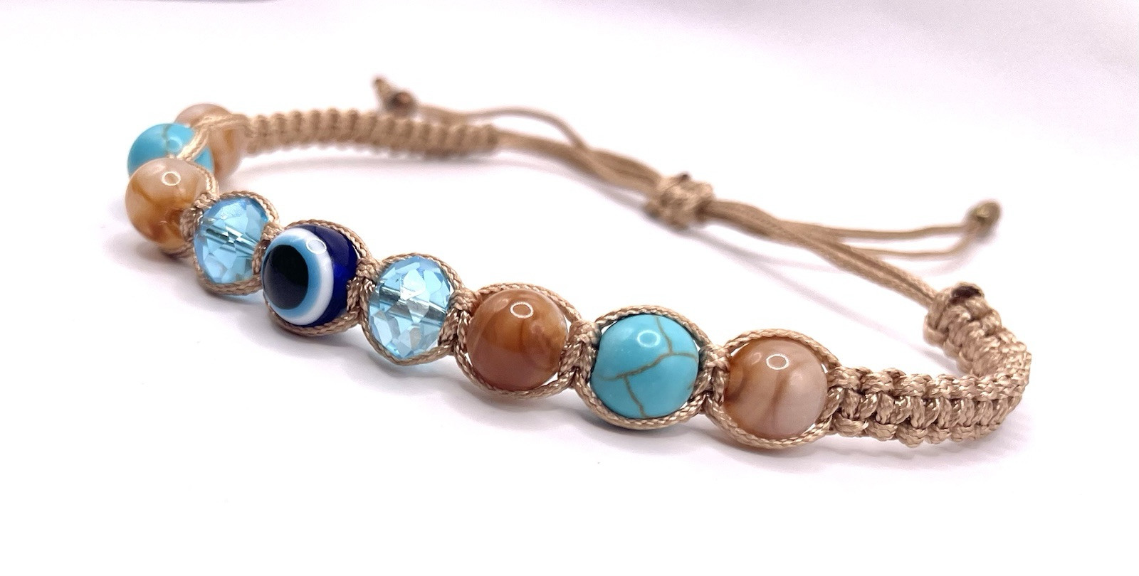 Evil Eye Macrame Adjustable Handmade Bracelet Wit… - image 3