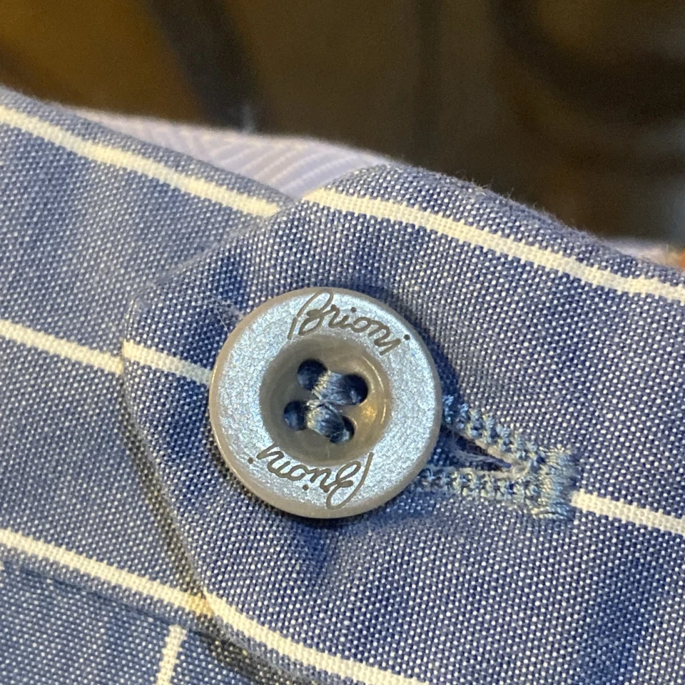 BRIONI Bermuda Shorts Size 36 Men’s Blue Striped Pleated Golf Made In Italy. A69 - Image 2 of 4