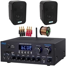 Pyle Compact Bluetooth Home MP3 Receiver, 2x 3.5" 300W Speakers, Banana Plugs