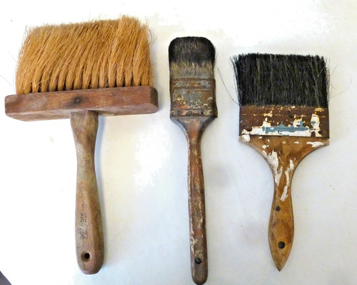 3 Vintage Old Worn Paintbrushes Vulcanized in Rubber