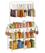 Large 3-tier Purse Organizer Stand 10 Hangers 6 Hooks Floor Rack