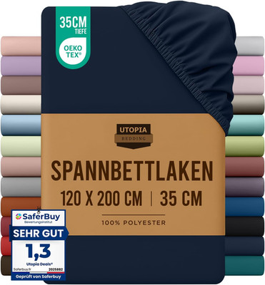 Utopia Bedding - Spannbettlaken 120X200Cm - Marineblau - Oeko-Tex Zertifiziertes