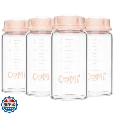 COMI Natural Glass Baby Bottle,Standard Neck Breastmilk Storage Bottle for Fr