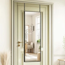 48x14 Inch Full Length Tempered Glass Door Mirror - Over The Door Hanging, No...