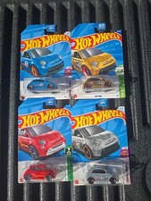 Lot Of 4 Hot Wheels 2022-2025 Fiat 500e Compact Kings, Green Speed Hw Ev Bent 