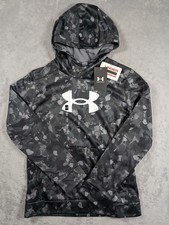 Under Armour Hoodie Boys Youth Size Large Black Loose Fit Lightweight Fleece