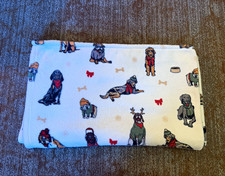 White Dog Print Fleece Blanket Throw 5 1/2 x 4 Rectangular Machine Washable