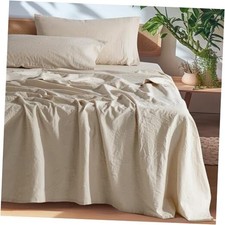 100 French Pure Linen Sheets, Breathable and Durable Linen King Natural Linen
