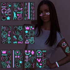 Konsait 10 Sheets Glow in the Dark Tattoos for 10 Count Pack of 1 , Purple