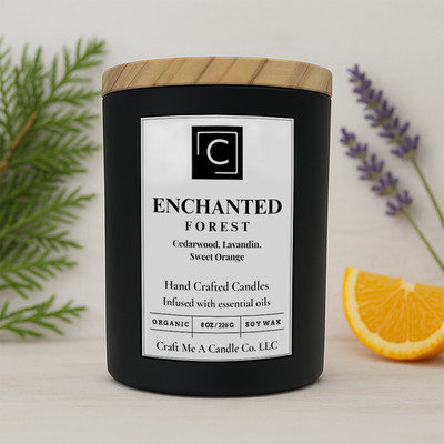Enchanted Forest Scented Candle   Cedarwood, Lavandin, Sweet Orange