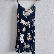 Ms Basic VTG Black Floral Slip Dress, Size Small