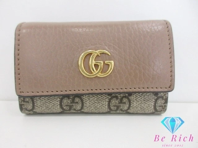 Authentique étui à clés Gucci couleur rose G cuir suprême mode formelle