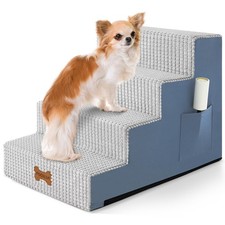 POCBLUE Dog Stairs for Bed 17.7" H, 4-Step Pet Steps for High Bed or Couch, N...