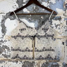 Y2K Victoria's Secret Vintage Lace Underwire Camisole Cream Black Floral 38C