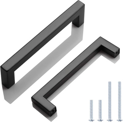 6 Pack 5 in Matte Black Kitchen Cabinet Door Handles - Stainless Steel Drawer Dr