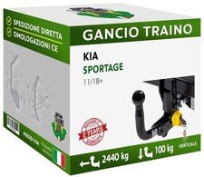 Per Kia SPORTAGE HYBRID, B/GPL Dal 18 Gancio Verticale Estraibile UniKIT 13P