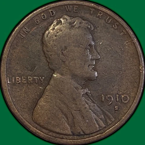 1910-S Lincoln Wheat Cent Fine F Coin #36145