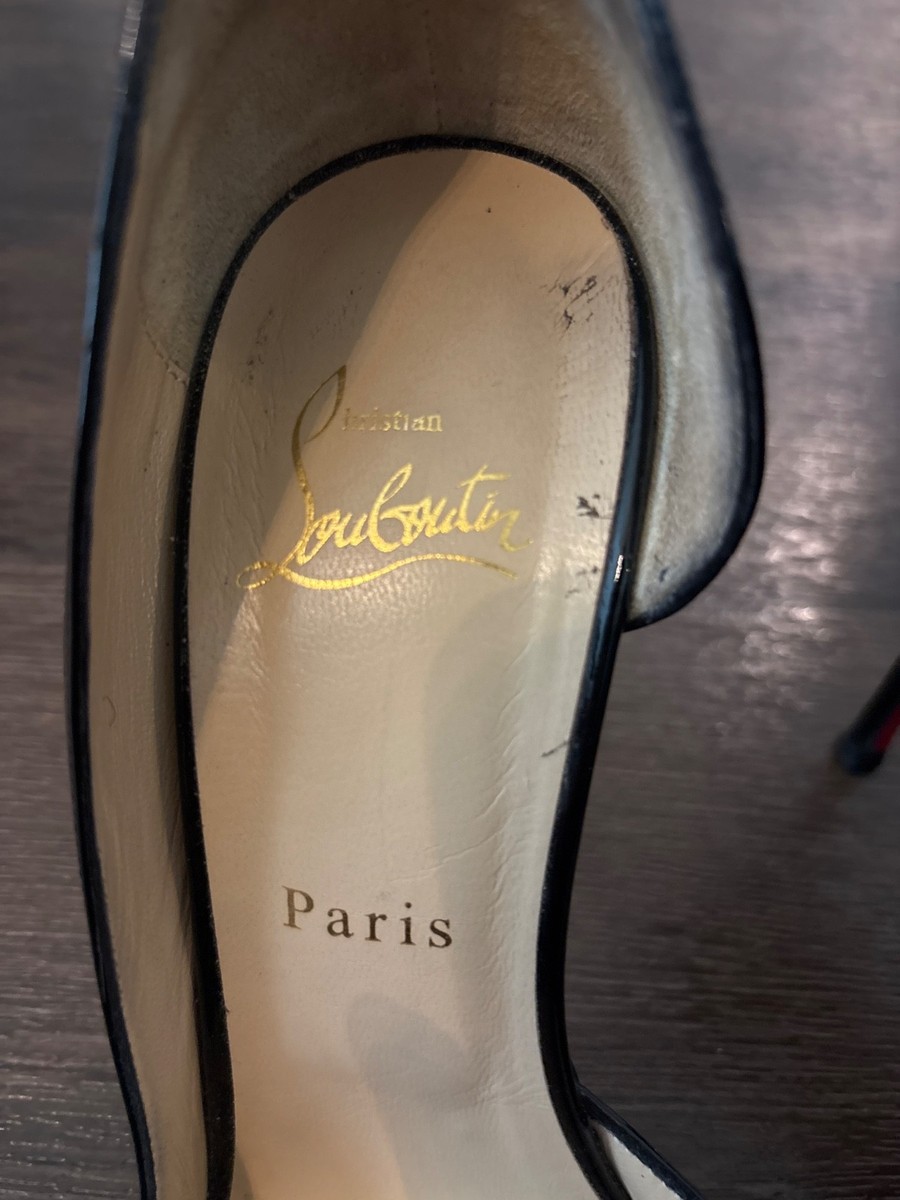 Christian Louboutin Black Patent Iriza D'Orsay 100mm Heels - Size