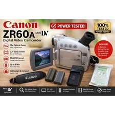 Canon ZR60 MiniDV Digital Camcorder Tested w/ 2 Batteries Charger Japan