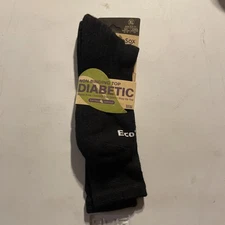 One Pair Diabetic Long Crew Socks, Bamboo-Viscose-Non-Binding-Top US Made