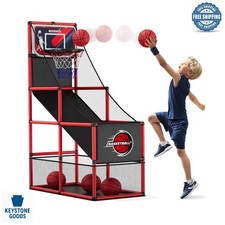 Indoor/Outdoor Kids Arcade Basketball Game Set with 4 Balls  Pump