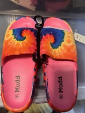 Mudd Pillow Slide Slip-On Pink Tie-Dye Size 11 Vacay Summer Comfort Colorful NWT