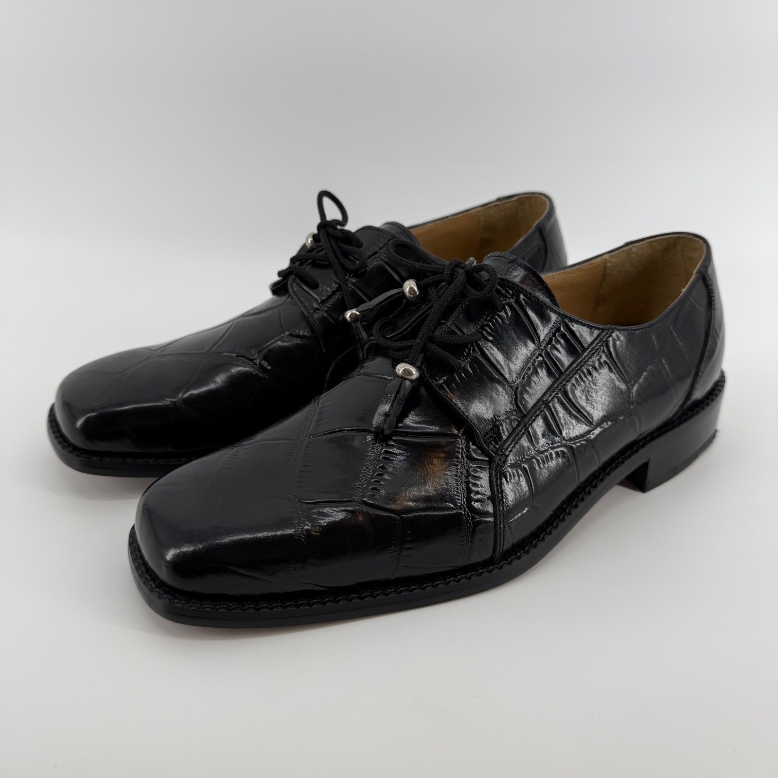 Donato Marrone Crocodile Embossed Leather Lace Up Oxford Dress Shoes Men 9