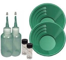Sluice Monkey 2 Pack 14" Green Gold pan panning kit with 3-oz Sniffer Bottles