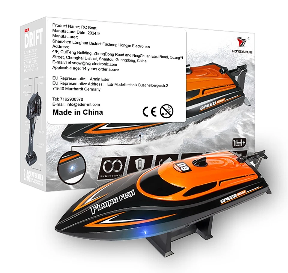 9IMOD RC Boat HJ812 High Speed Racing Boat 25KM/H 2.4G Remote Control Speedboat - Bild 2 von 4