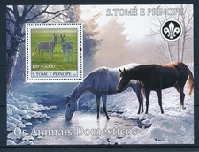 [34529] Sao Tome & Principe 2004 Farm animals horses donkeys Souvenir Sheet MNH