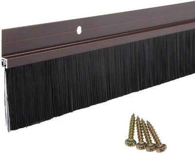 Door Brush Bottom Sweep (2.5'' Width X 36.5'' Length) with Brown H-Shape Aluminum 