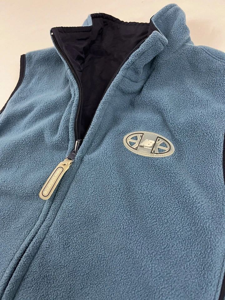 Chaleco Reversible New Balance De Colección Y2K Azul Marino Polar Usado en Excelente Condición Exterior Mediano Raro Foto 2 de 4