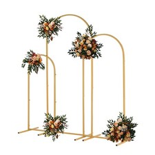 3-Piece Set Metal Arch Backdrop Stand Gold Wedding Arch Stand In Outdoor Party