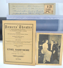 RARE 1921  Ethel Barrymore Powers' Theatre Chicago Playbill & Ticket Stub  READ