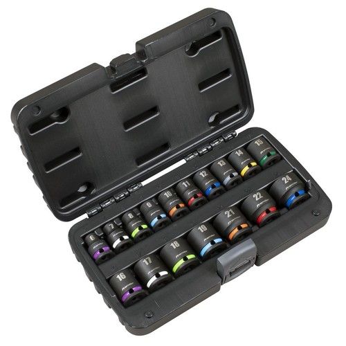 Sealey Impact Socket Set 3/8"Sq Drive 17pc 6 Point Metric Walldrive AK68218