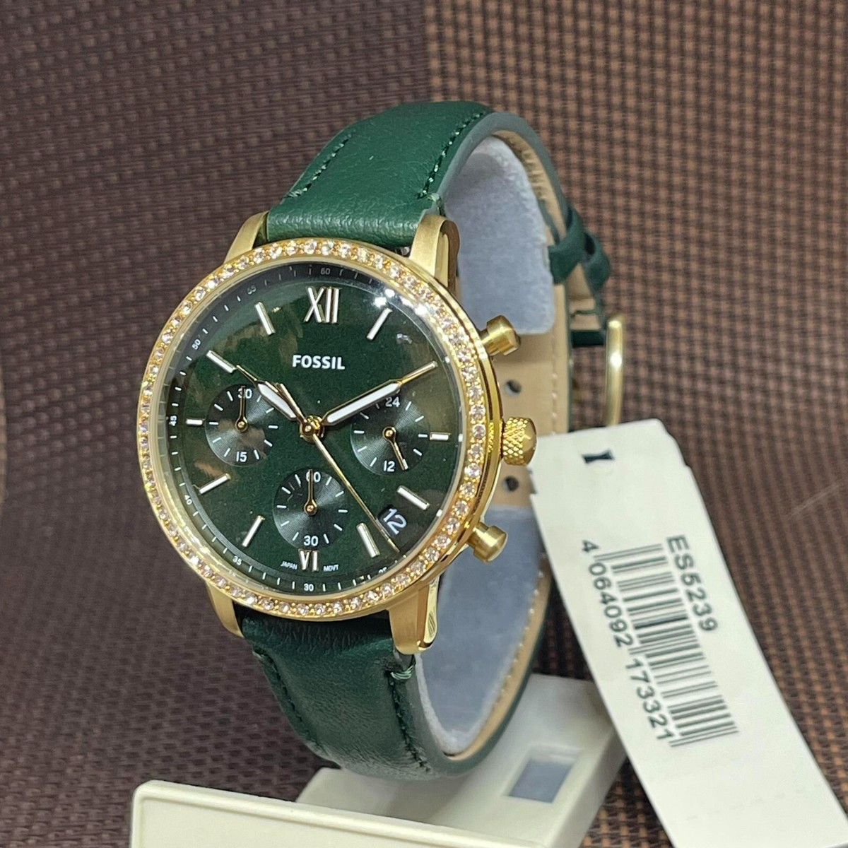Fossil ES5239 Neutra Chronograph Green Eco Leather Strap Analog Women's Watch