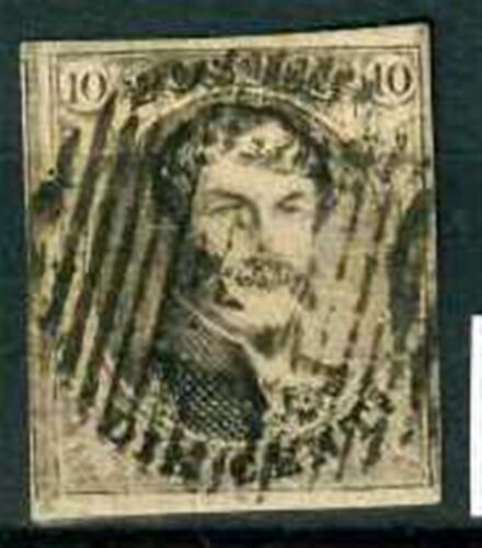 BELGIUM - BELGIO - 1851-1854 - Re Leopoldo I. Carta spessa - 10 cent. bruno - B - Afbeelding 1 van 1
