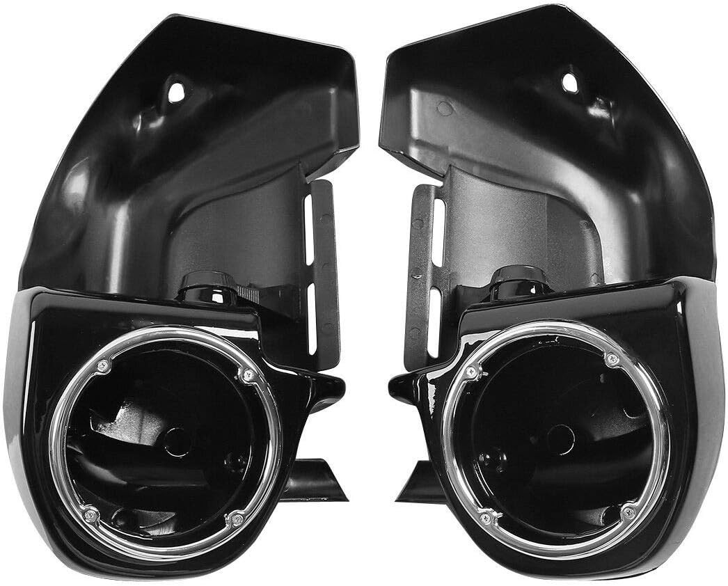 Gloss Black Lower Vented Leg Fairings with 6 1/2'' Speaker Box Pods Fits for H-D