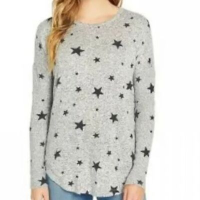 Buffalo David Bitton Tunic Top Star Print Black/Gray Soft Knit Sz S CozyChic 