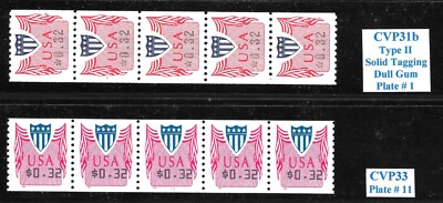 #ad #ad Scott # CVP31b CVP33 Computer Vended PNC5s Plate #1 and #11 VF MNH Cat $43.50 $31.75