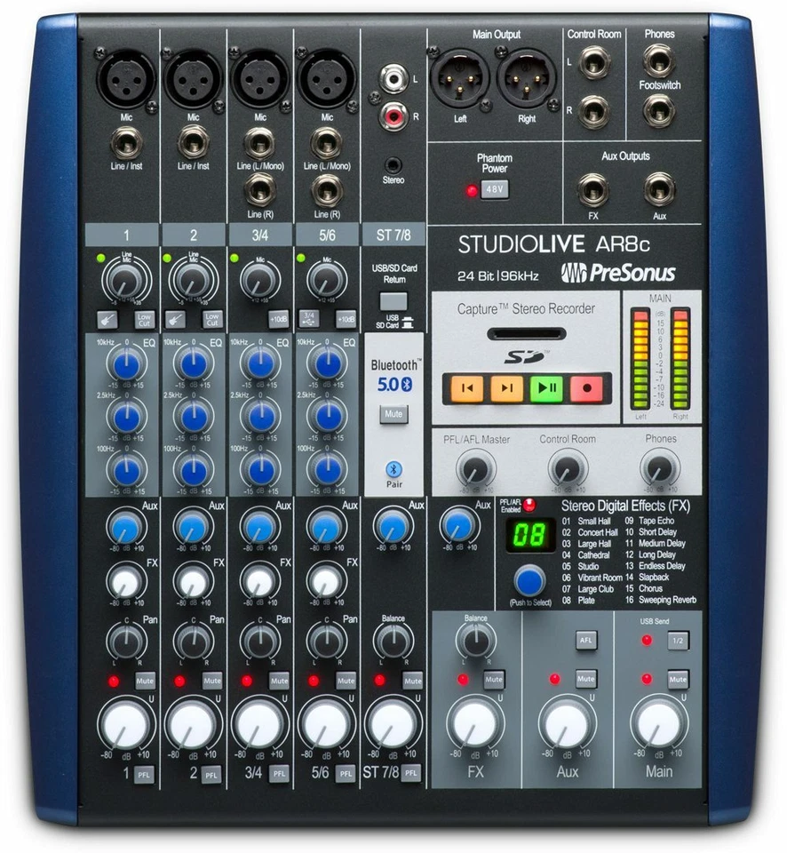 PRESONUS StudioLive AR8 8-Ch USB Live Sound/Recording Mixer+Mic+Shield+Cables - Image 2 of 4