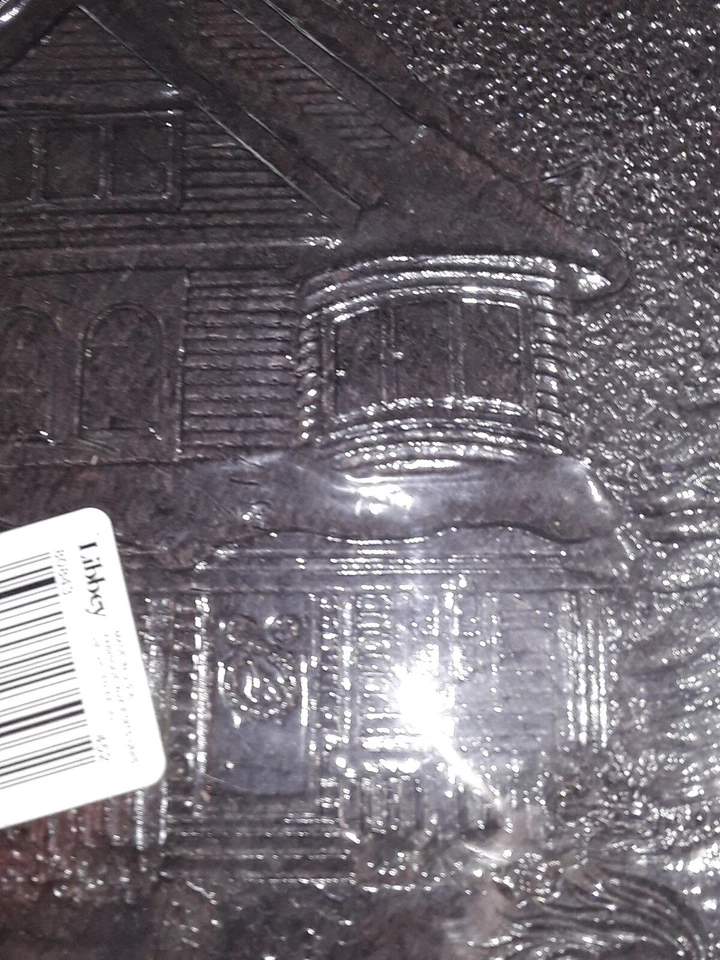 LIBBEY Clear Christmas GLASS Serving Plate 12 1/2" House w Santa's Sleigh #1 - Image 4 of 4