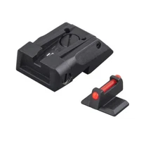 1911 Standard Fully Adjustable Black Sight Set with Red Fiber Optic Flat Front