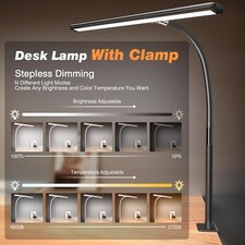 LED Desk Lamp for Office Home, Eye-Caring Desk Light with Stepless Dimming