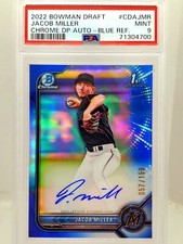 2022 Bowman Draft Chrome 1st Jacob Miller Blue Refractor Auto 57/150 PSA MINT 9
