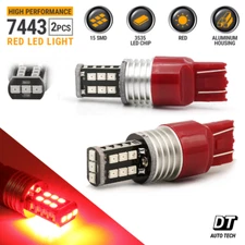 SYNETICUSA 7443 7440 7444 Red LED Light Bulbs Rear Tail Brake Stop Parking