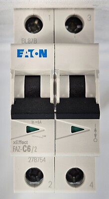 Eaton Moeller xEffect FAZ-C6/2 - 2P 480/277Vac Circuit Breaker 278754 - 6 Amp