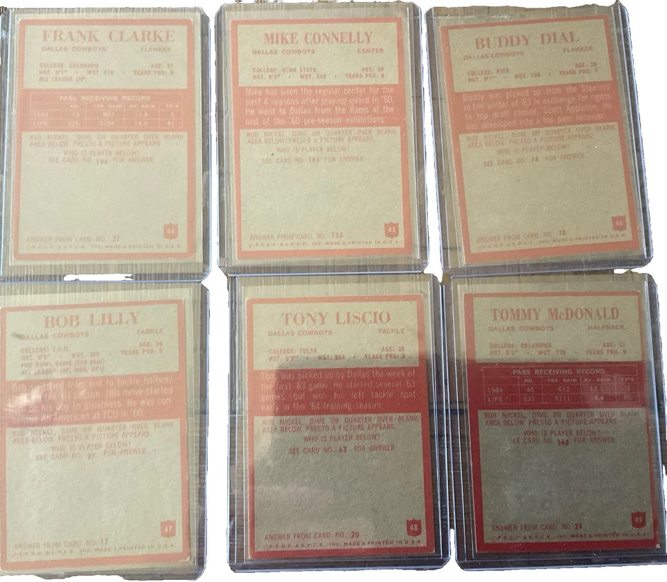 1965 Phila DALLAS COWBOYS team set  EX--M.Renfro RC, Meredith (PSA), B.Lilly!! - Image 2 of 4