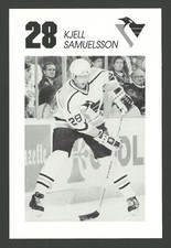Kjell Samuelsson Pittsburgh Penguins B&W Team Issued Hockey Postcard