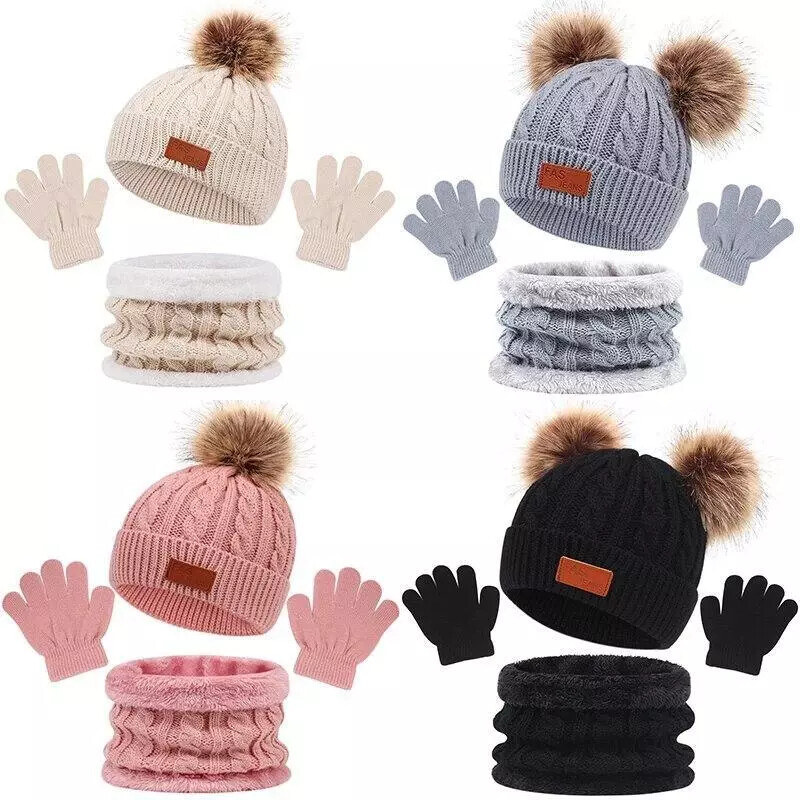 Conjuntos Gorros Sombreros Con Bufanda Y Guantes Para Bebés Niñas De Invierno